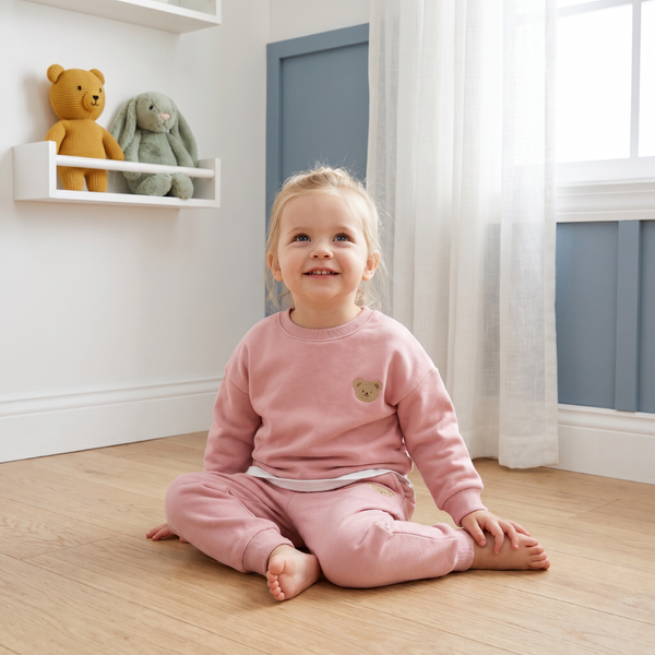 Bear Print Cotton Pants and Sweatshirt Set
