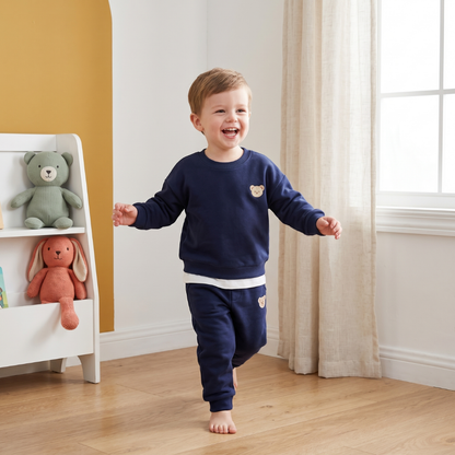 Bear Print Cotton Pants and Sweatshirt Set