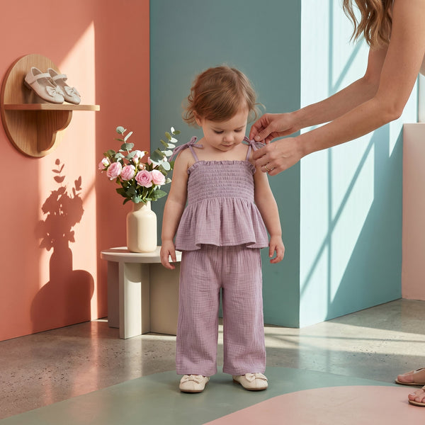 Breezy Cotton Tie Strap Top and Pants Set