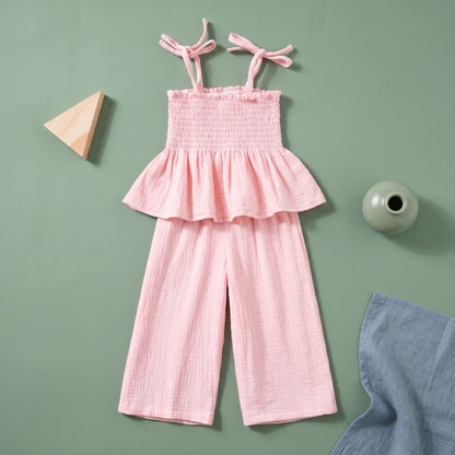 Breezy Cotton Tie Strap Top and Pants Set