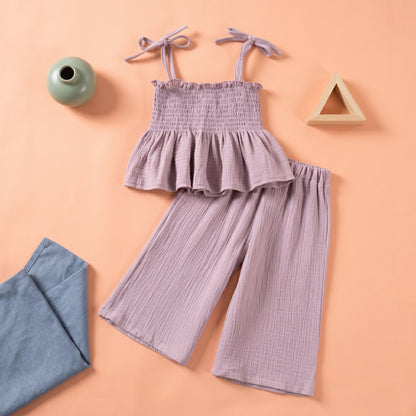 Breezy Cotton Tie Strap Top and Pants Set