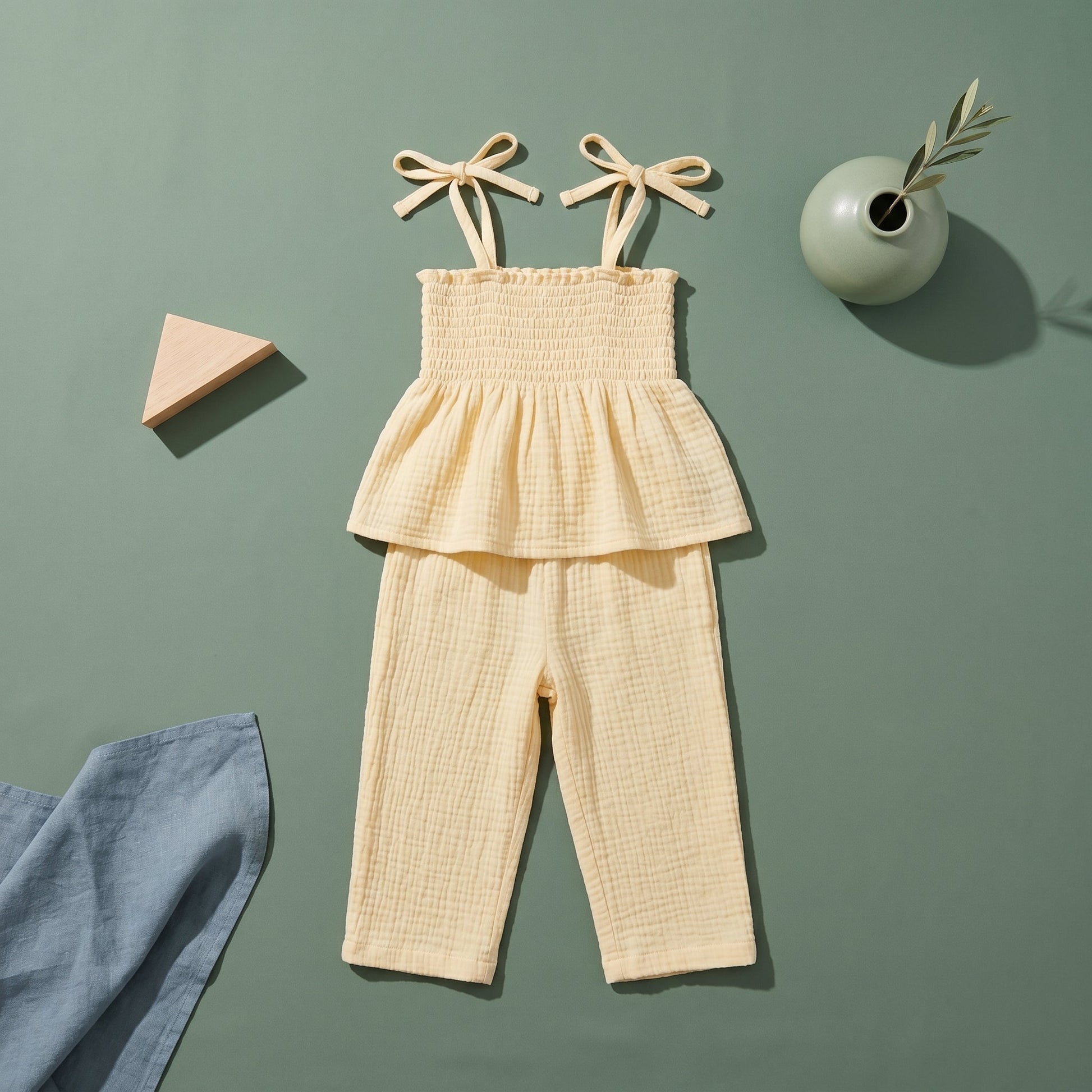 Breezy Cotton Tie Strap Top and Pants Set