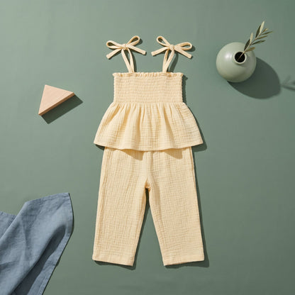 Breezy Cotton Tie Strap Top and Pants Set
