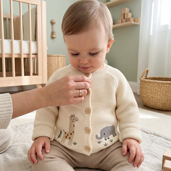 Embroidered Woodland Knit Baby Cardigan