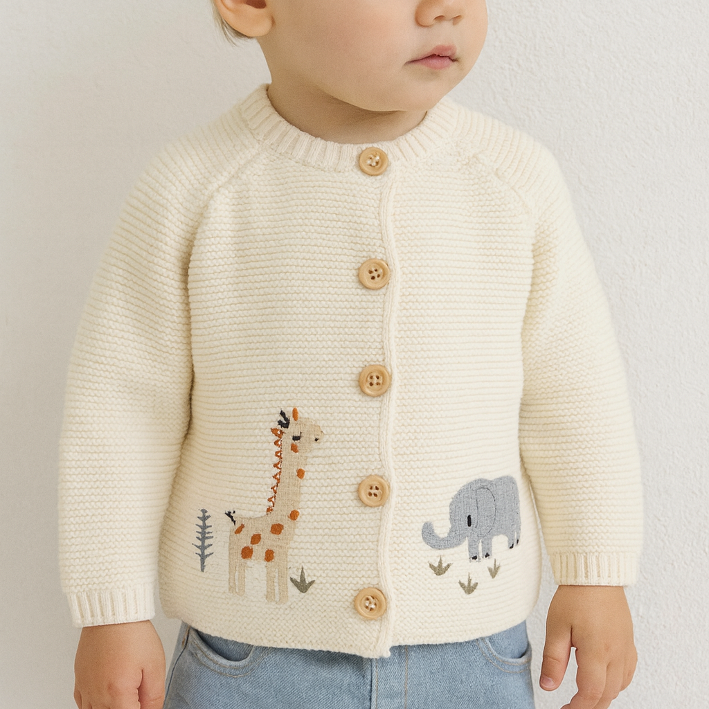 Embroidered Woodland Knit Baby Cardigan