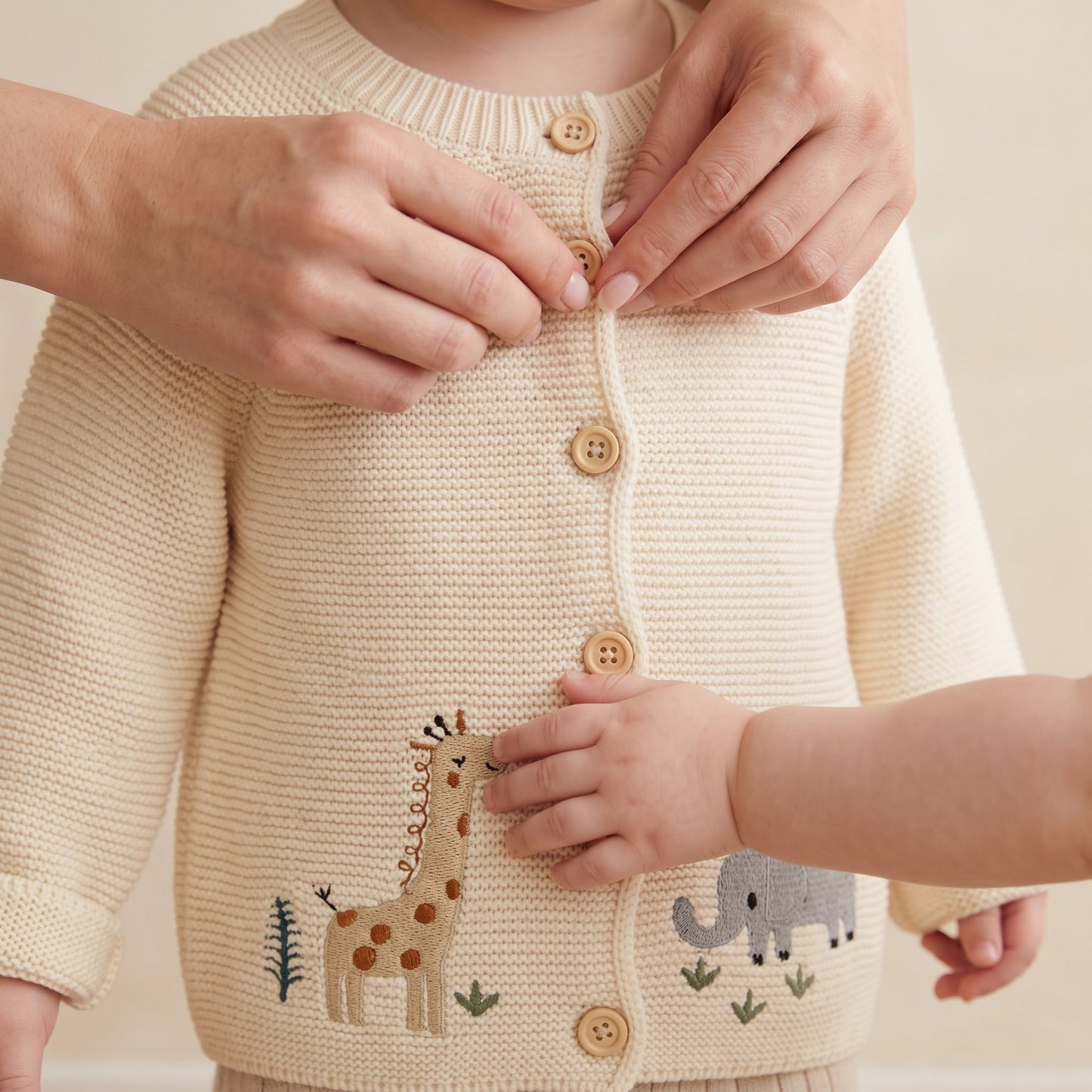 Embroidered Woodland Knit Baby Cardigan