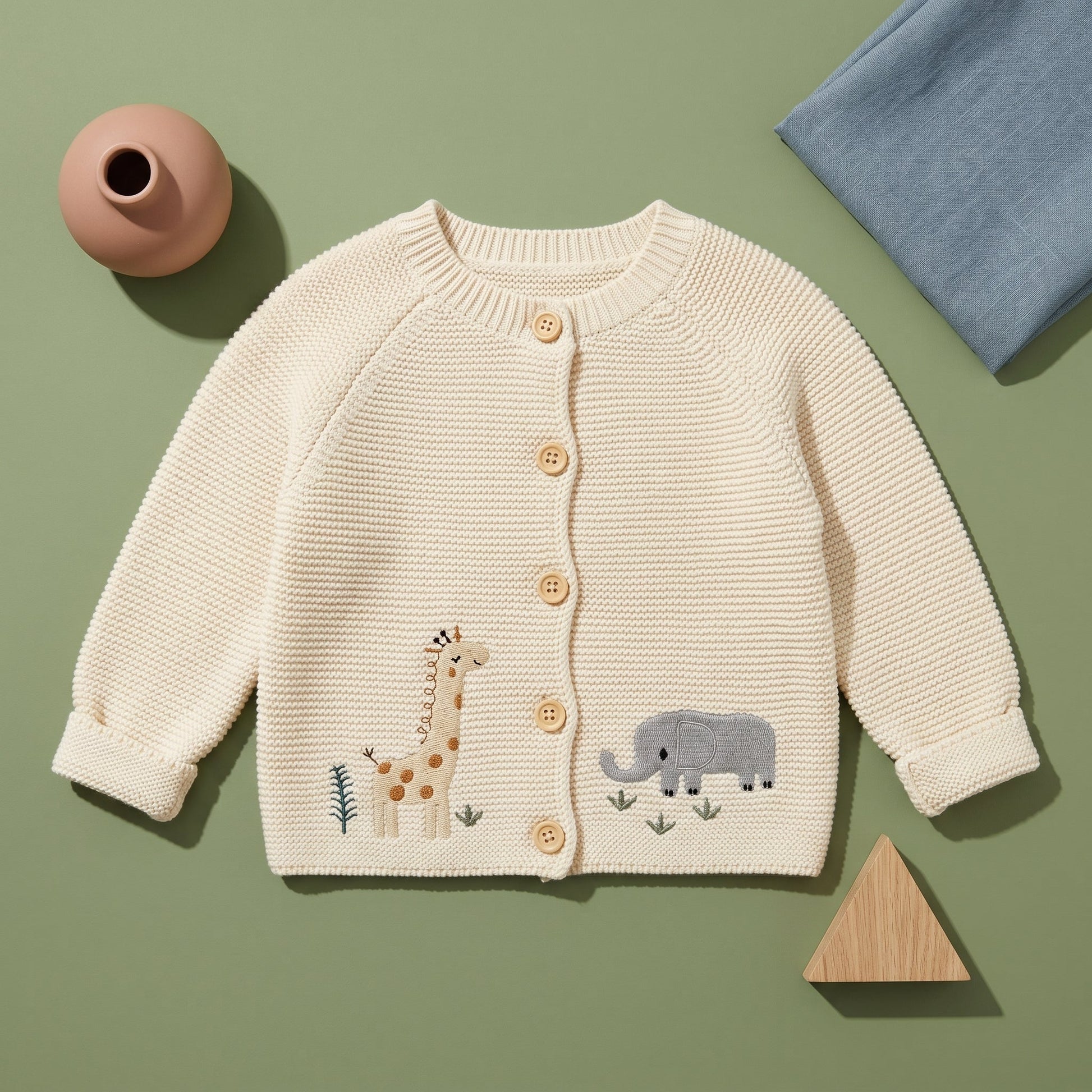 Embroidered Woodland Knit Baby Cardigan