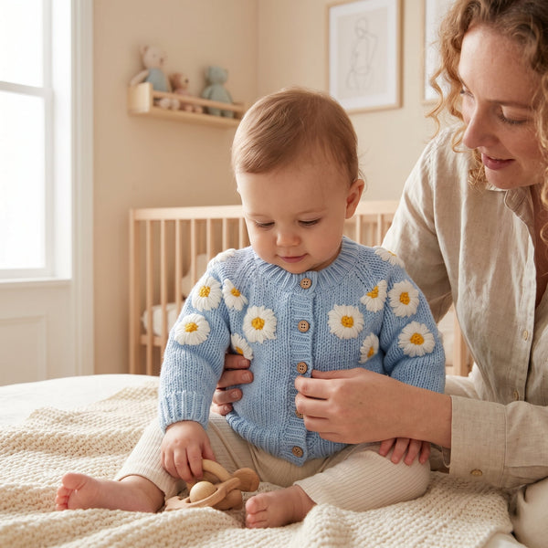 Floral Embroidery Cotton Baby Cardigan
