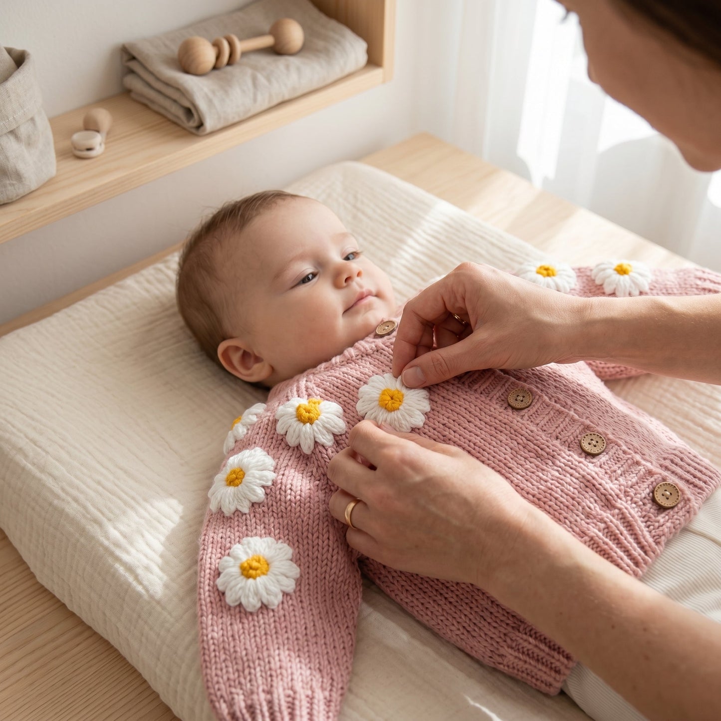 Floral Embroidery Cotton Baby Cardigan