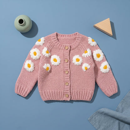 Floral Embroidery Cotton Baby Cardigan