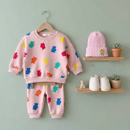 Gummy Bear Print Fleece 2-Piece Baby Set