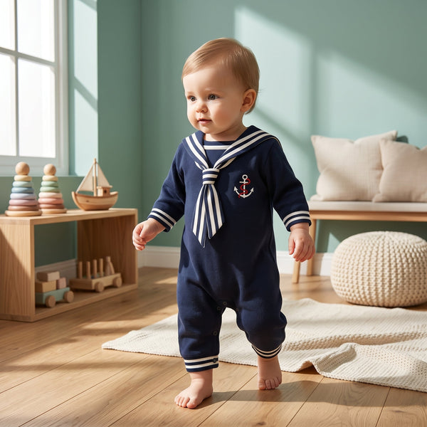 Sailor Stripe Knit Baby Romper