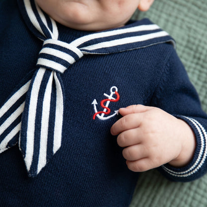 Sailor Stripe Knit Baby Romper