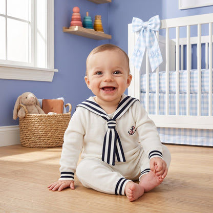 Sailor Stripe Knit Baby Romper