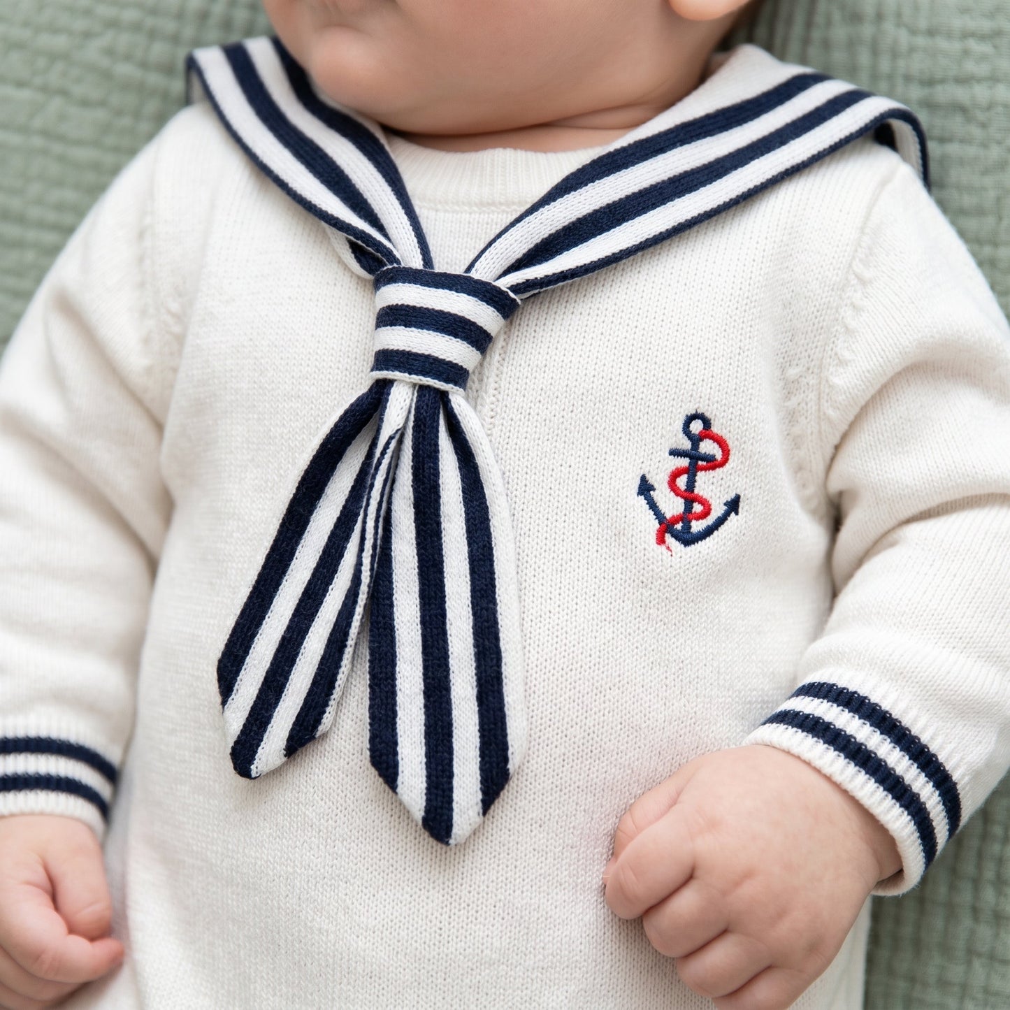 Sailor Stripe Knit Baby Romper