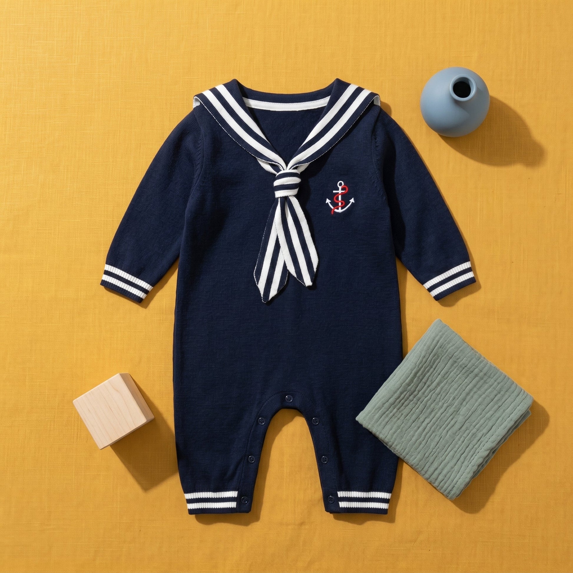 Sailor Stripe Knit Baby Romper