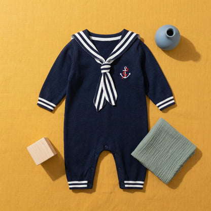Sailor Stripe Knit Baby Romper