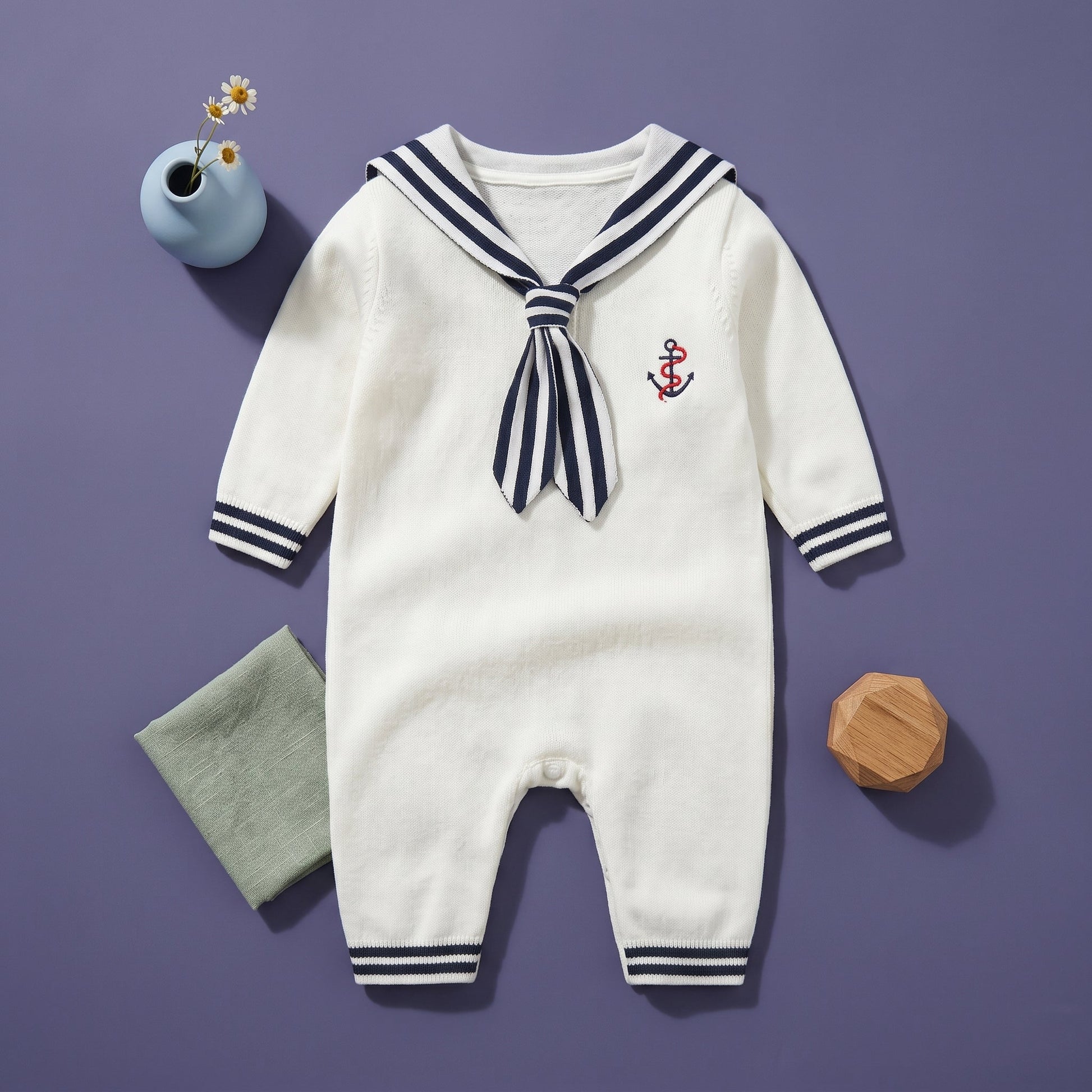 Sailor Stripe Knit Baby Romper