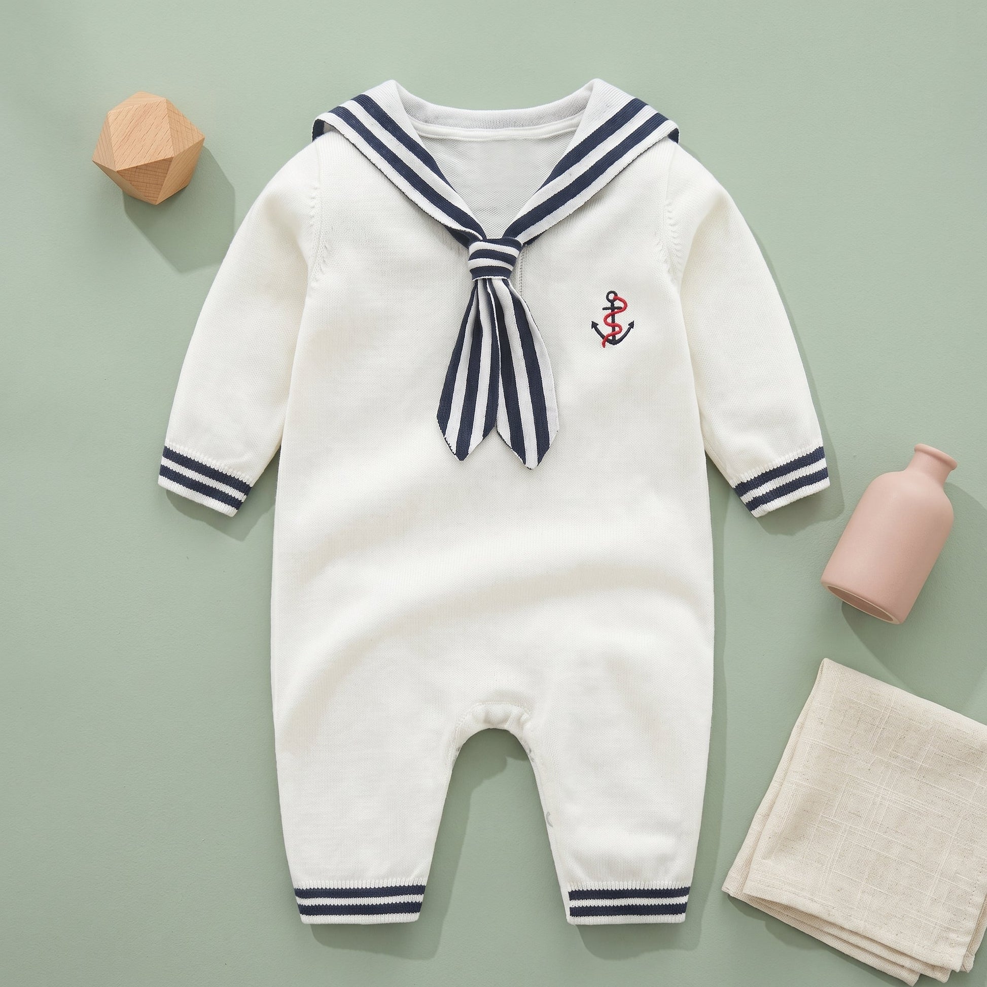 Sailor Stripe Knit Baby Romper